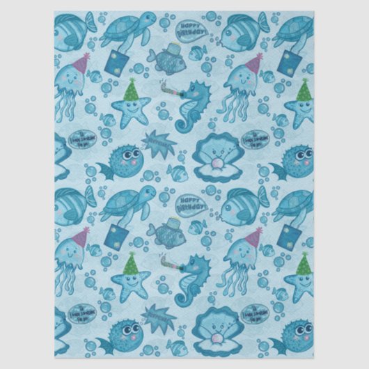 海の下で誕生日ギフトラップ 薄葉紙 (正面)