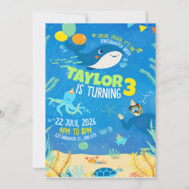 海の下で誕生日,海動物誕生日パー 招待状