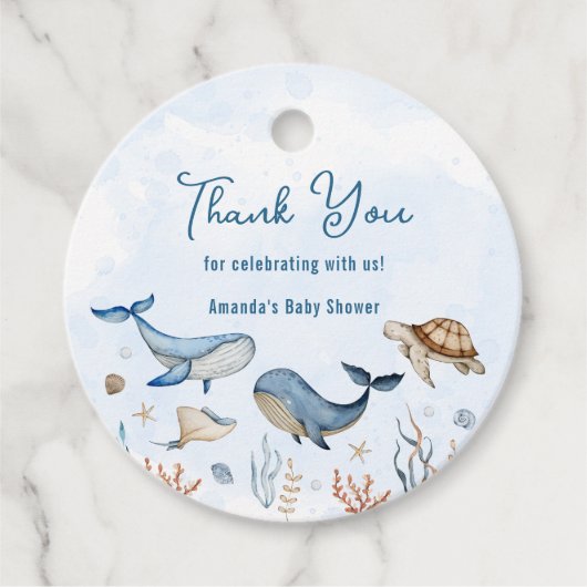 海の下で赤ちゃんシャワーありがとう フェイバータグ (正面)