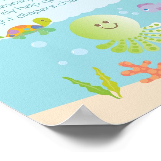 海の下で赤ちゃんシャワーおむつ思考ゲーム ポスター (角)