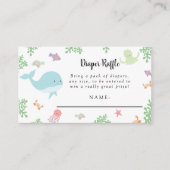 海の下で赤ちゃんシャワーかわいいおむつラッフル エンクロージャーカード (正面)