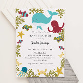 海の下で赤ちゃんシャワーかわいい中立 招待状