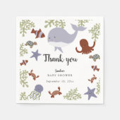 海の下で赤ちゃんシャワーかわいい感謝 スタンダードカクテルナプキン (正面)