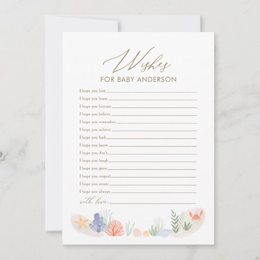 海の下で赤ちゃんシャワーがベビーカードを願う 招待状 (正面)