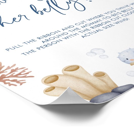 海の下で赤ちゃんシャワーどのように大きな腹のサイン ポスター (角)