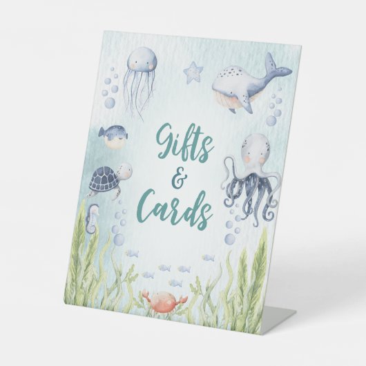 海の下で赤ちゃんシャワーのギフトペデスタルのサイン 台座サイン (正面)