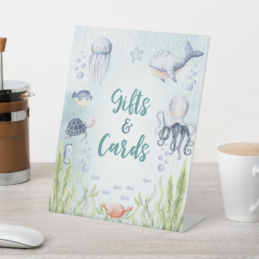 海の下で赤ちゃんシャワーのギフトペデスタルのサイン 台座サイン (インサイチュ)