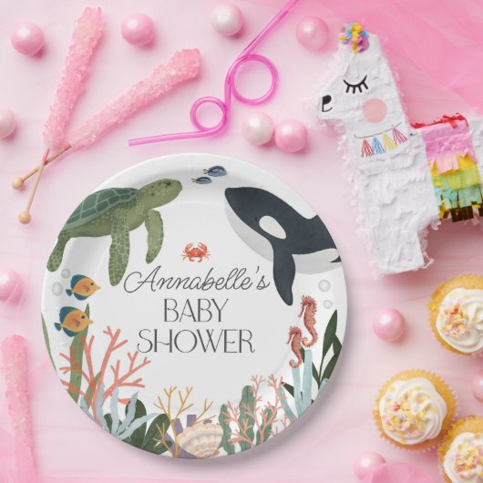 海の下で赤ちゃんシャワーのテーブルの装飾 ペーパープレート (パーティー)