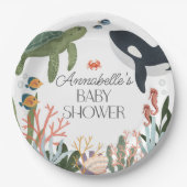 海の下で赤ちゃんシャワーのテーブルの装飾 ペーパープレート (正面)