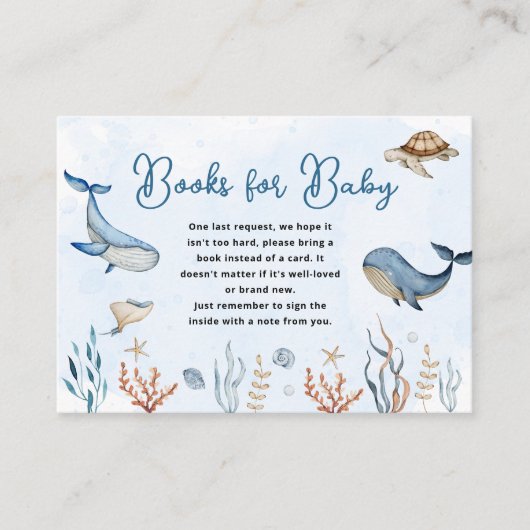 海の下で赤ちゃんシャワーの本ベビー エンクロージャーカード (正面)