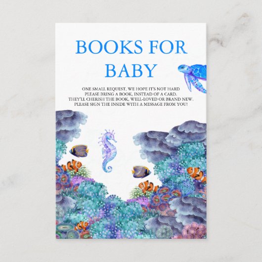 海の下で赤ちゃんシャワーの本ベビー エンクロージャーカード (正面)