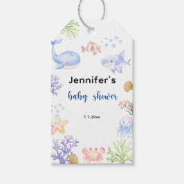 海の下で赤ちゃんシャワーの海動物 ギフトタグ