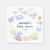 海の下で赤ちゃんシャワーの海動物 スタンダードカクテルナプキン (正面)