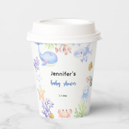 海の下で赤ちゃんシャワーの海動物 紙コップ