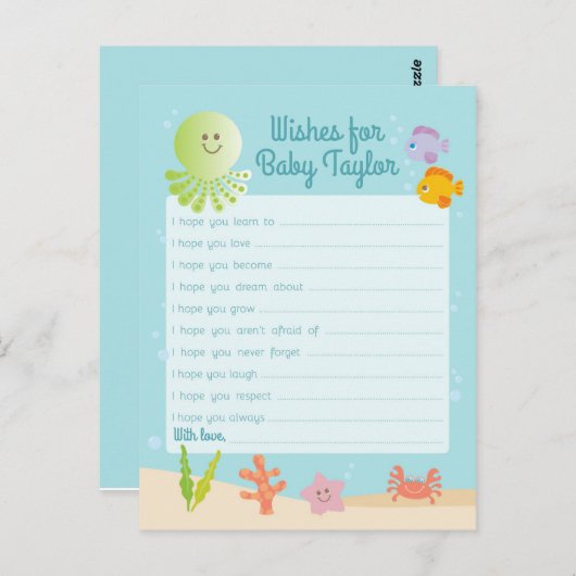 海の下で赤ちゃんシャワーの言葉のアドバイスカード ポストカード (正面/裏面)