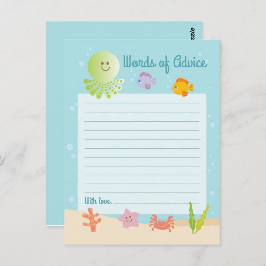 海の下で赤ちゃんシャワーの言葉のアドバイスカード ポストカード (正面/裏面)