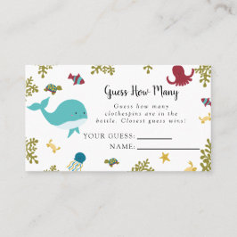 海の下で赤ちゃんシャワーは、何枚のゲームカードを推測 プレイスカード