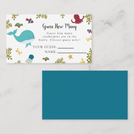 海の下で赤ちゃんシャワーは、何枚のゲームカードを推測 プレイスカード