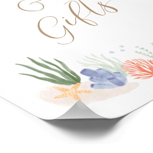 海の下で赤ちゃんシャワーカードとギフトサイン ポスター (角)