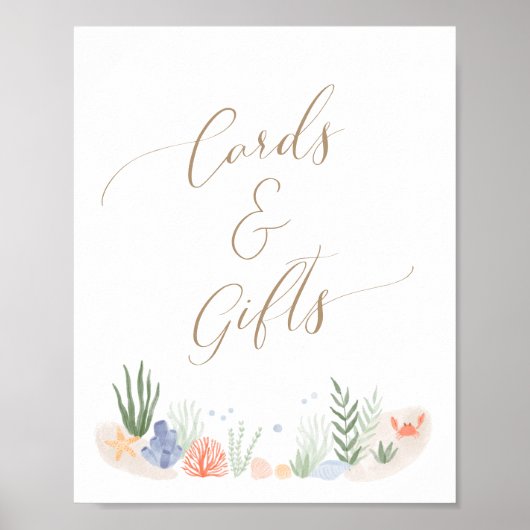 海の下で赤ちゃんシャワーカードとギフトサイン ポスター (正面)