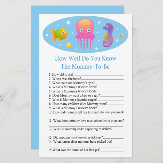 海の下で赤ちゃんシャワーガムをどれだけ知っているか (正面/裏面)