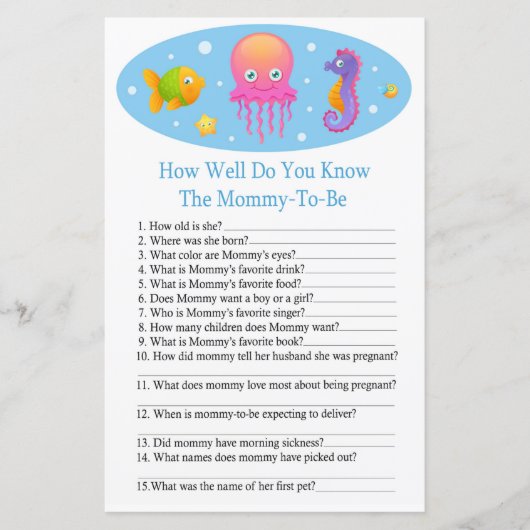 海の下で赤ちゃんシャワーガムをどれだけ知っているか (正面)