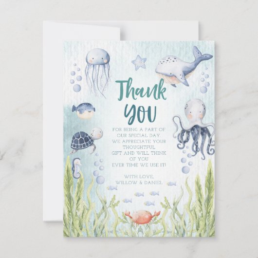 海の下で赤ちゃんシャワーサンキューカード サンキューカード (正面)