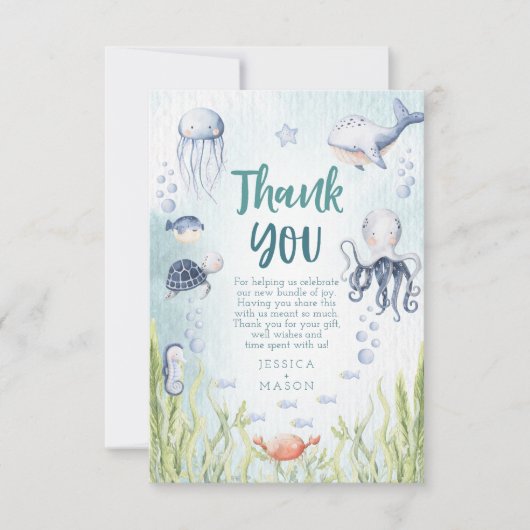 海の下で赤ちゃんシャワーサンキューカード 案内状 (正面)