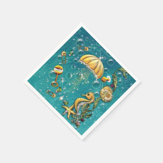 海の下で赤ちゃんシャワーナプキン スタンダードカクテルナプキン (角)