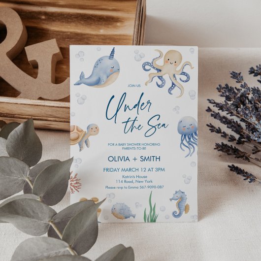 海の下で赤ちゃんシャワーパーティー 招待状