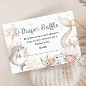 海の下で赤ちゃんシャワーピンクの海おむつラッフル エンクロージャーカード