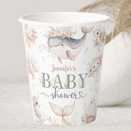 海の下で赤ちゃんシャワーピンクの海 紙コップ