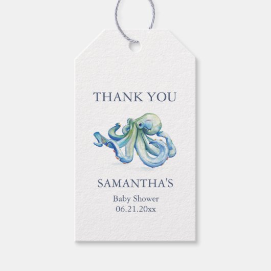 海の下で赤ちゃんシャワーメッセージカード ギフトタグ (正面)