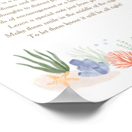 海の下で赤ちゃんシャワー夜遅くのおむつ ポスター (角)