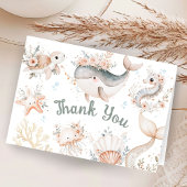 海の下で赤ちゃんシャワー女の子を折ったありがとう サンキューカード