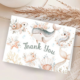 海の下で赤ちゃんシャワー女の子を折ったありがとう サンキューカード