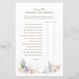 海の下で赤ちゃんシャワー推測ママまたはパパ