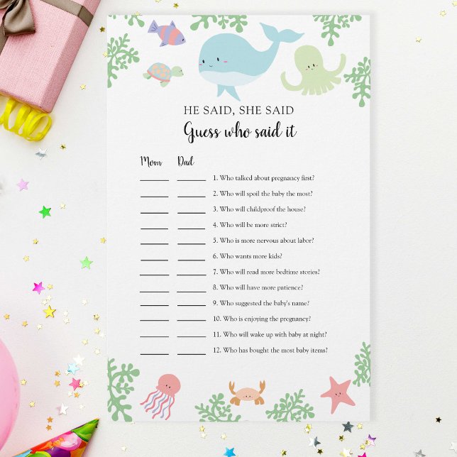 海の下で赤ちゃんシャワー推測誰がゲームを言った (クリエイターアップロード済み)