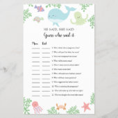 海の下で赤ちゃんシャワー推測誰がゲームを言った チラシ (正面)