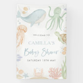 海の下で赤ちゃんシャワー歓迎の看板バナー 横断幕 (縦)