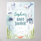 海の下で赤ちゃんシャワー歓迎の看板ポスター ポスター (正面)