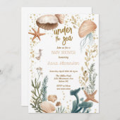 海の下で赤ちゃんシャワー海の魚のベビー 招待状 (正面/裏面)