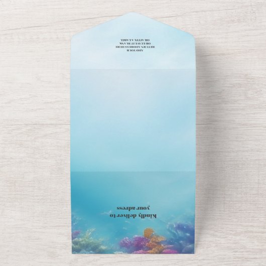 海の下で赤ちゃんシャワー海動物の少年 オールインワン招待状 (外側)