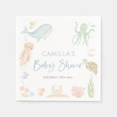 海の下で赤ちゃんシャワー海獣 スタンダードカクテルナプキン (正面)