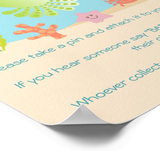 海の下で赤ちゃんシャワー言わないベビーゲーム ポスター (角)