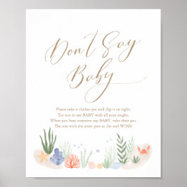 海の下で赤ちゃんシャワー言わないベビー標識 ポスター