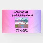 海の下で赤ちゃんシャワー：私たちの赤ちゃん女の子を歓迎 横断幕 (横)