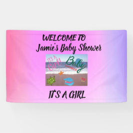 海の下で赤ちゃんシャワー：私たちの赤ちゃん女の子を歓迎 横断幕