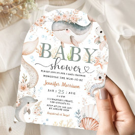 海の下で赤ちゃんシャワーBoho海女の子アーチ 招待状