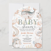 海の下で赤ちゃんシャワーBoho海女の子アーチ 招待状 (正面)